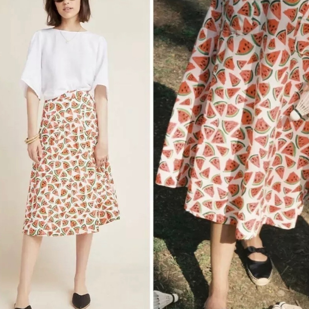 Anthropologie watermelon skirt